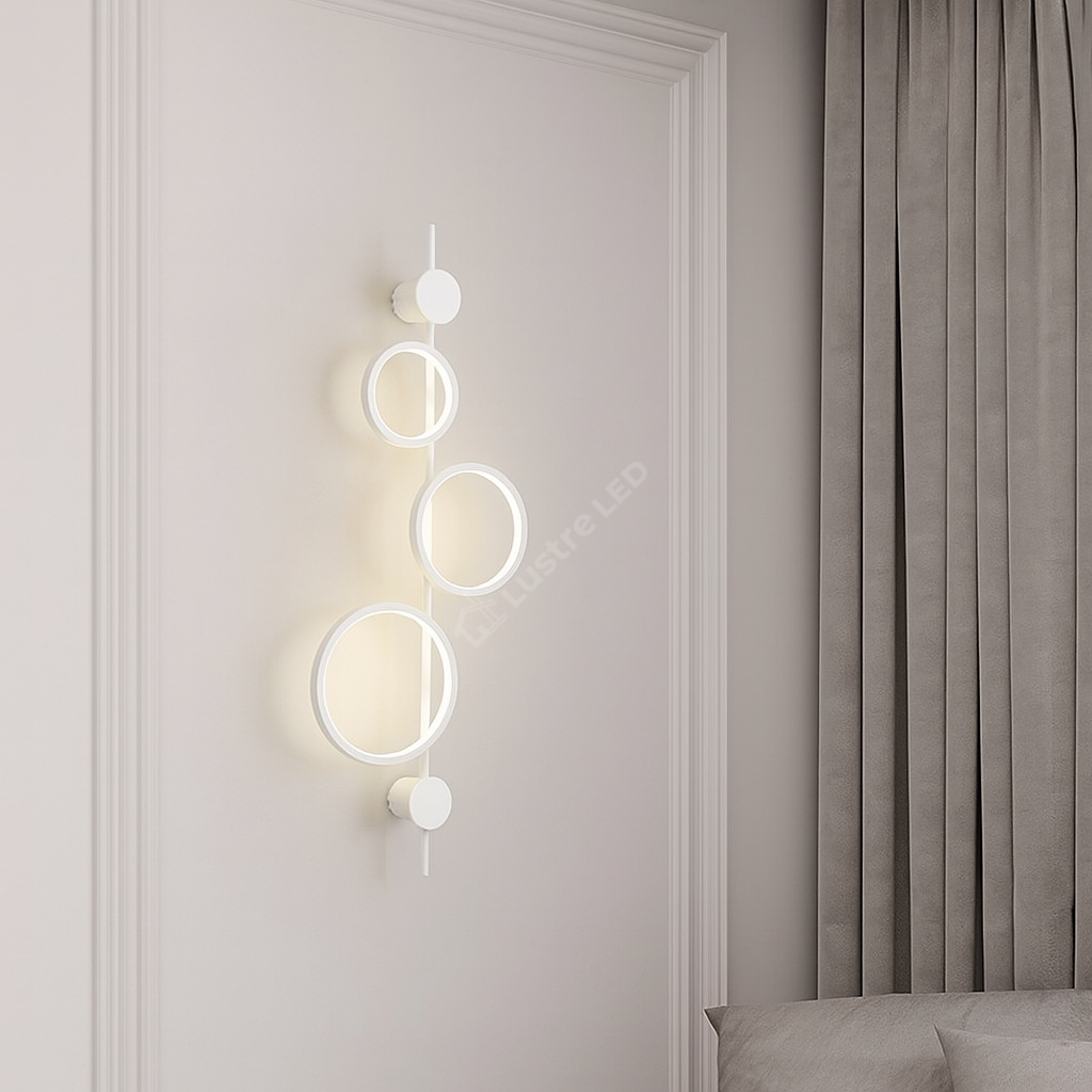 Aplica LED 40W TRIPLE ROUND WHITE 3 Functii APLICA PERETE / CIRCLE DESIGN / ALBA Wall Light Fixtures