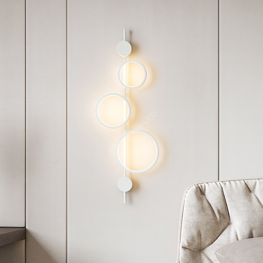 Aplica LED 40W TRIPLE ROUND WHITE 3 Functii APLICA PERETE / CIRCLE DESIGN / ALBA Wall Light Fixtures