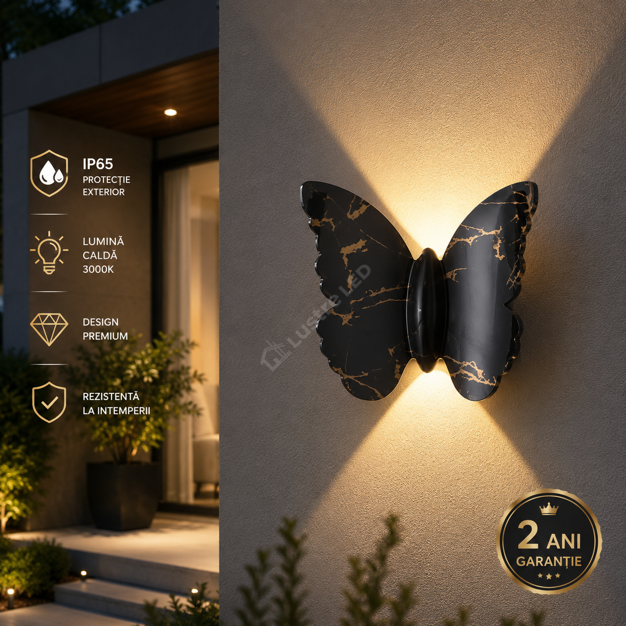 Aplica LED 6W BUTTERFLY Black IP65