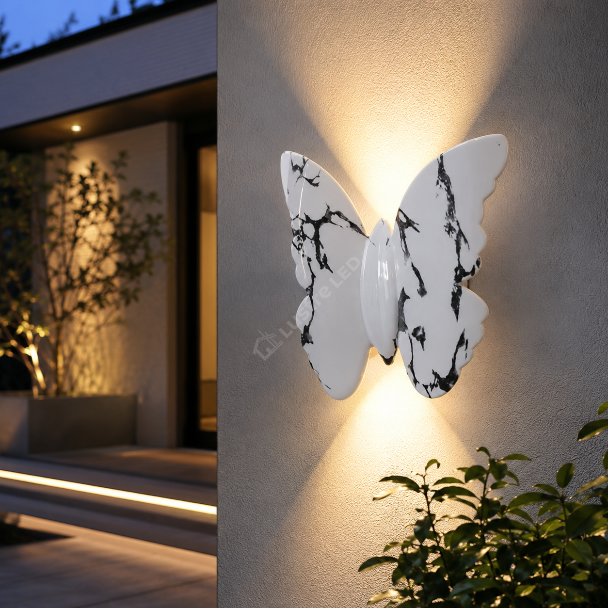Aplica LED 6W BUTTERFLY Efect Marmura Alba IP65