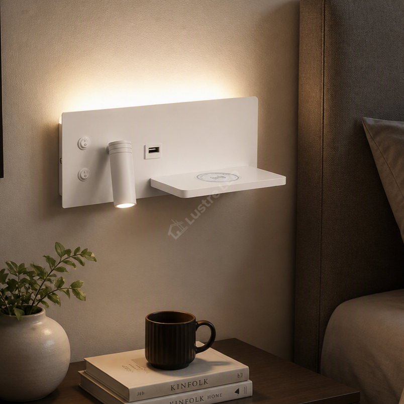 Aplica LED 9W cu Incarcare Wireless si USB Diego White