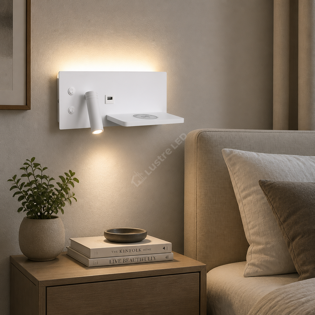 Aplica LED 9W cu Incarcare Wireless si USB Diego White