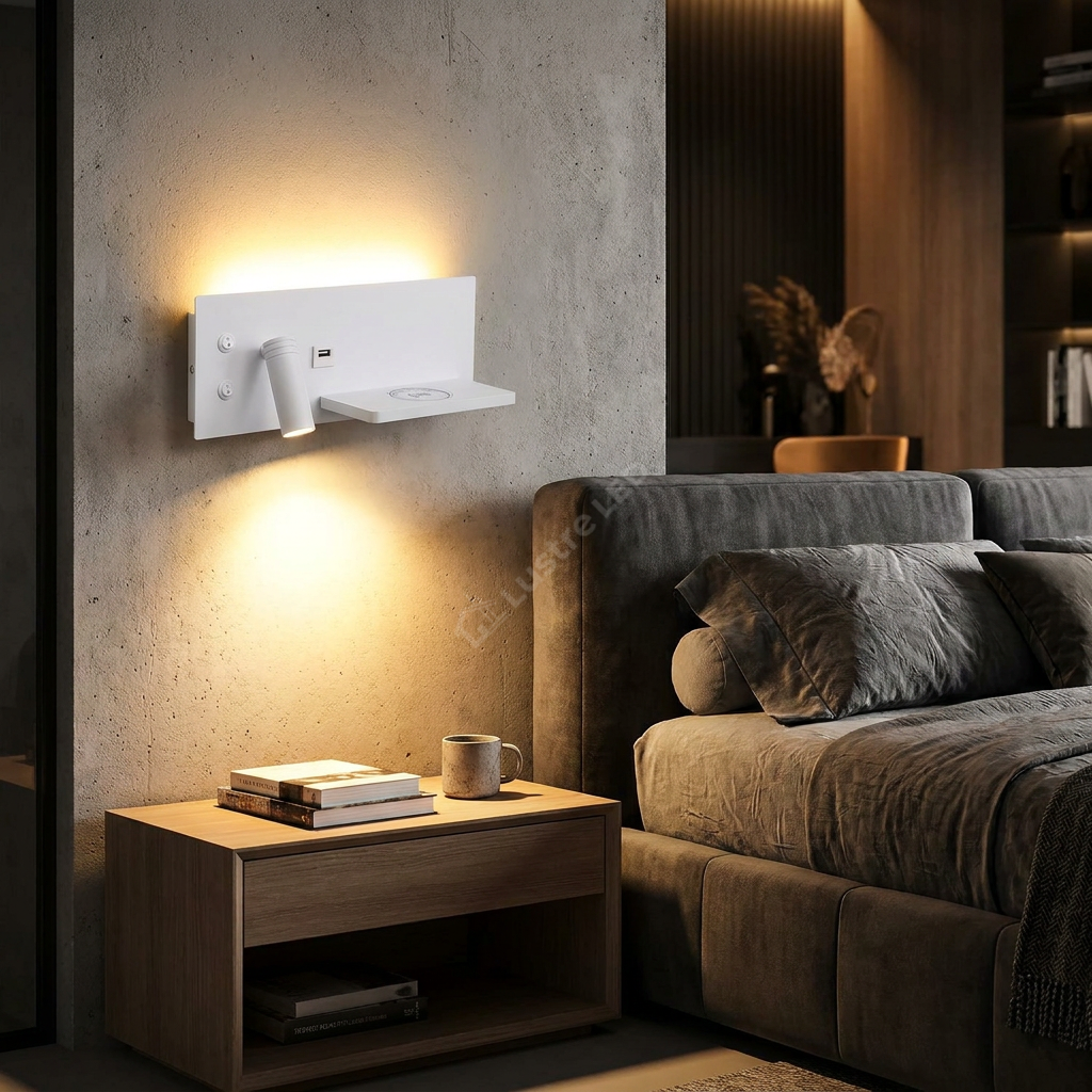 Aplica LED 9W cu Incarcare Wireless si USB Diego White