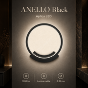 Aplica LED ANELLO Black Ø20CM Echivalent 80W
