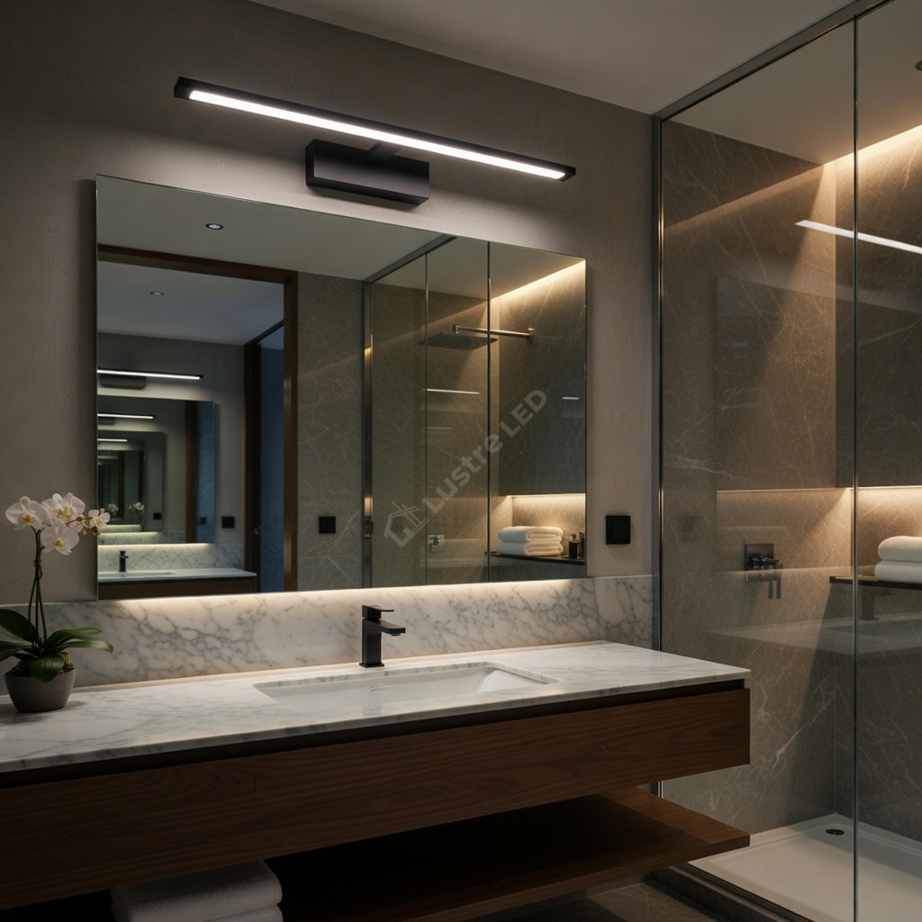 Aplica LED Baie 12W VIREN Neagra 60cm 3 Lumini din Buton