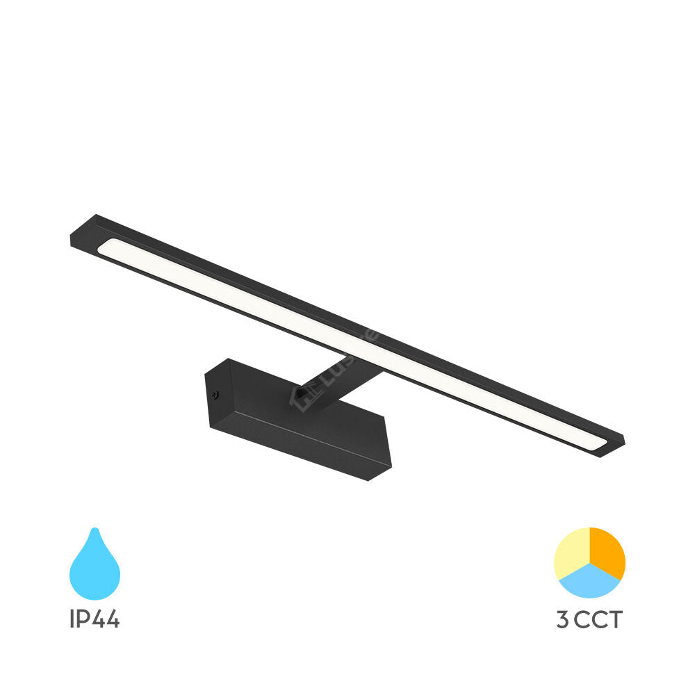 Aplica LED Baie 12W VIREN Neagra 60cm 3 Lumini din Buton