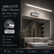 Aplica LED Baie Chrome 12W 55cm, 850lm Reglabila ANKA