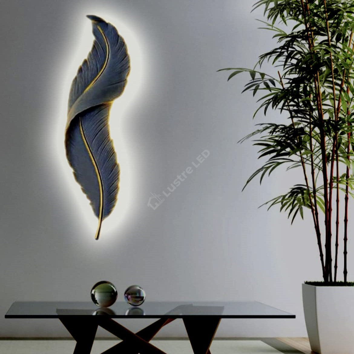 Aplica Led Black Luxury Feather 25W 63Cm Wall Light Fixtures