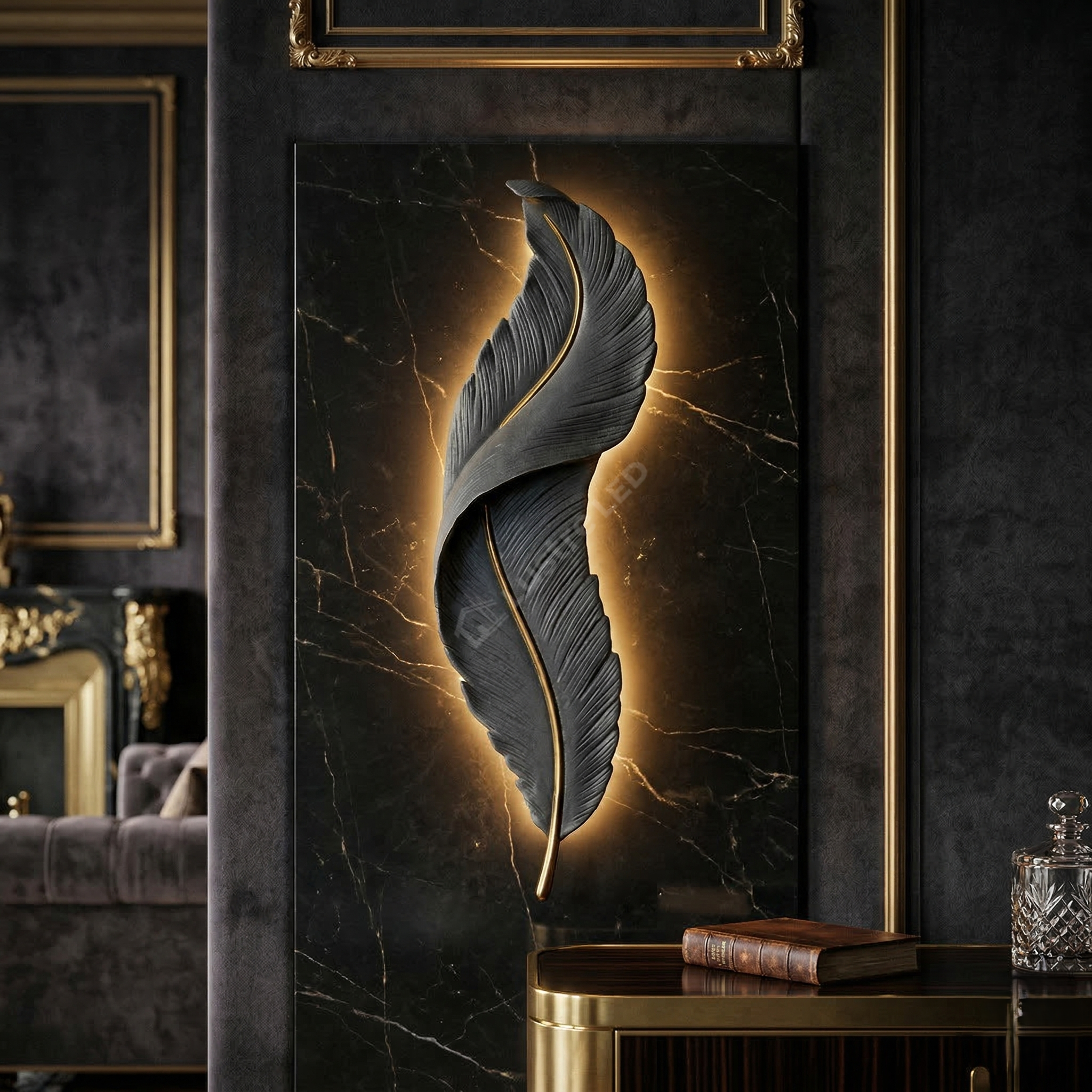 Aplica LED BLACK Luxury Mini Feather 18W 45CM
