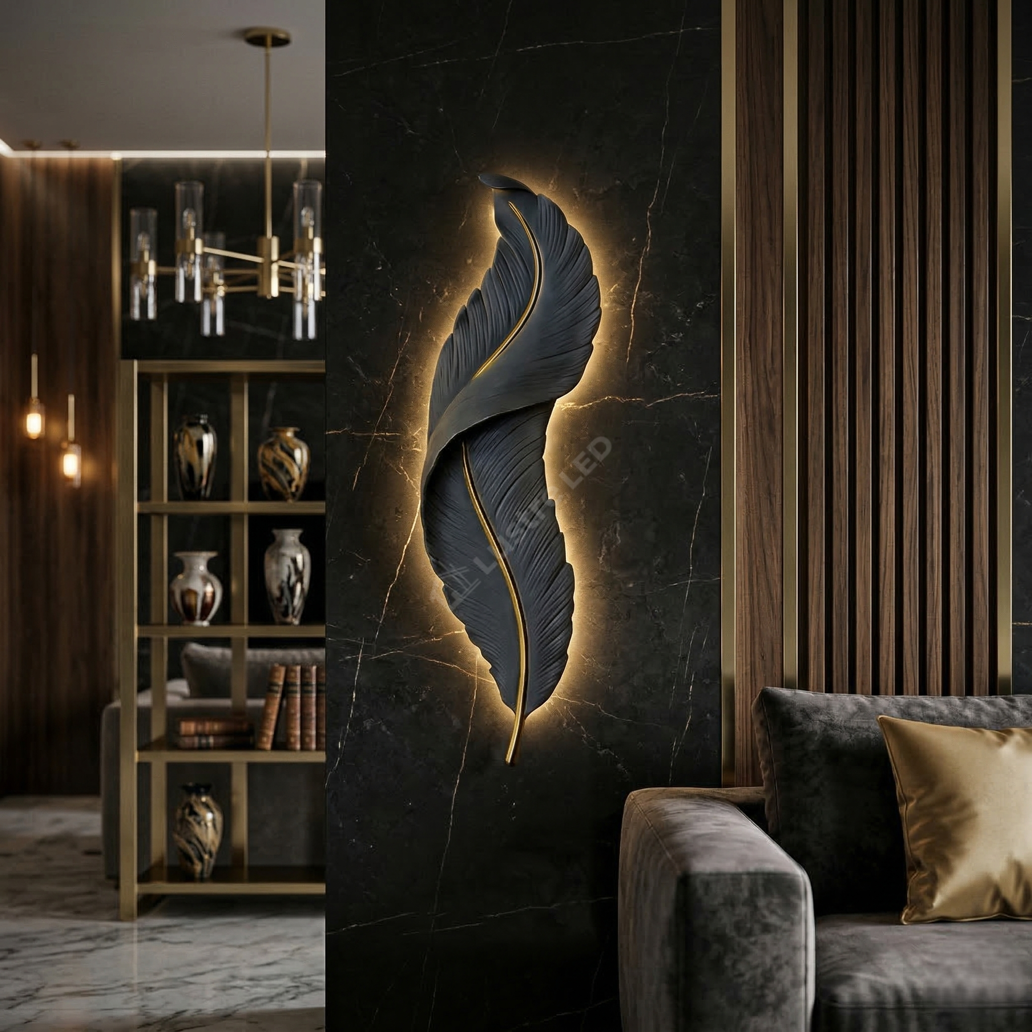 Aplica LED BLACK Luxury Mini Feather 18W 45CM