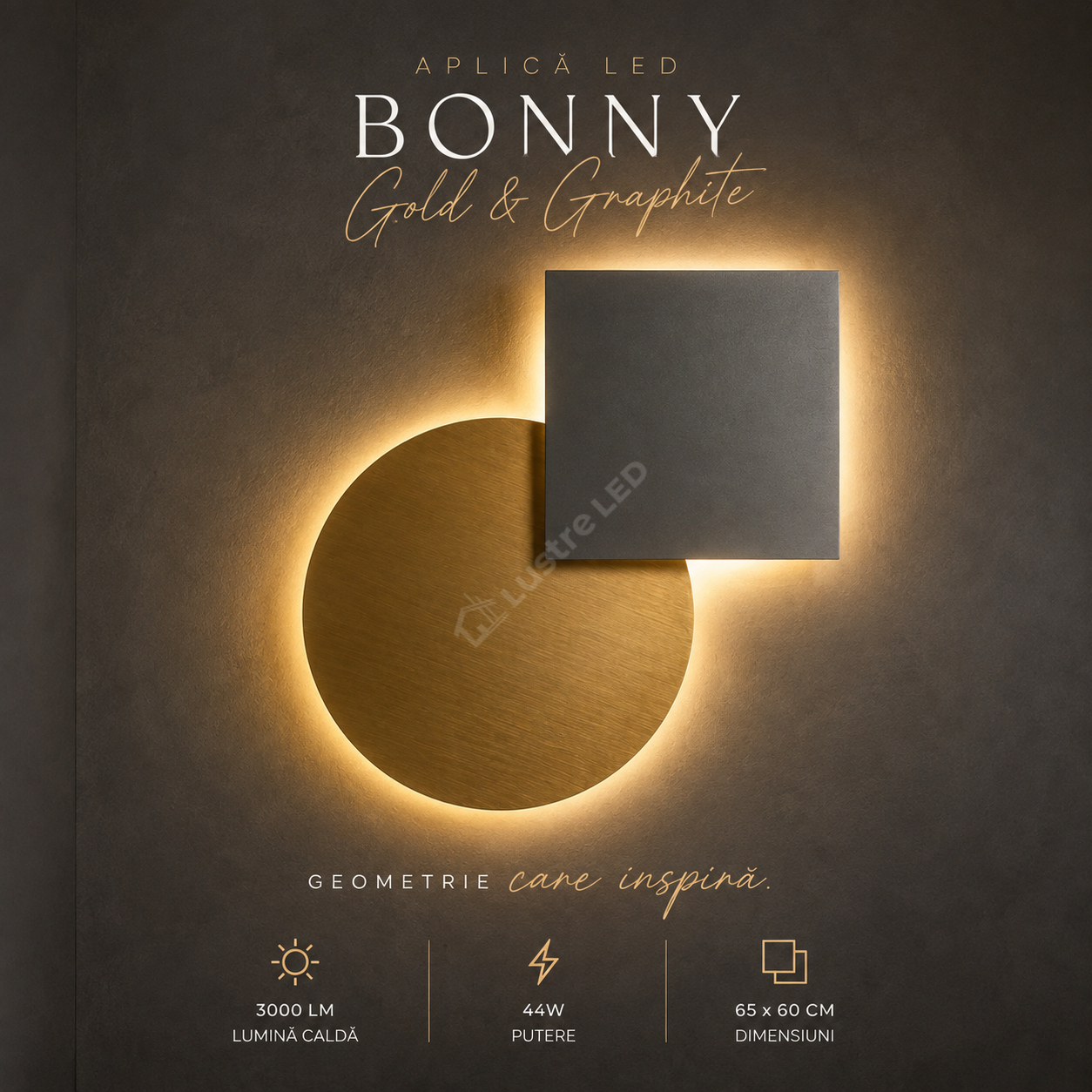 Aplica LED BONNY Gold&Silver Geometrica Echivalent 200W