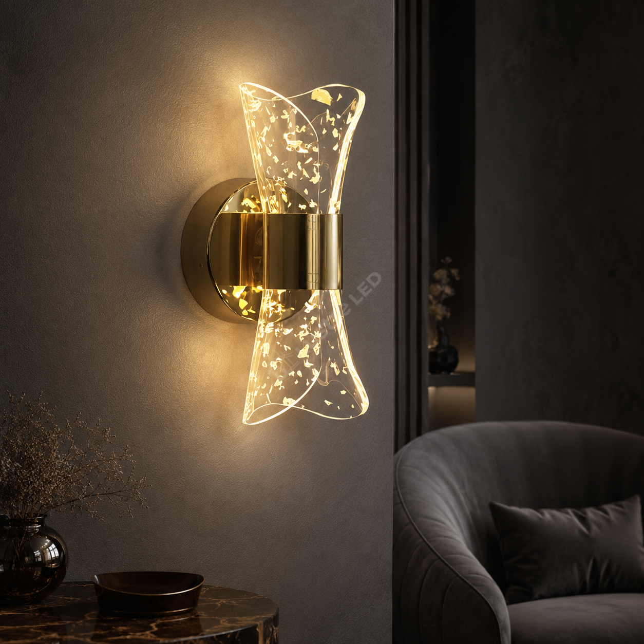 Aplica LED CLESSIDRA 3 Functii  Gold 22CM 8W Echivalent 40W
