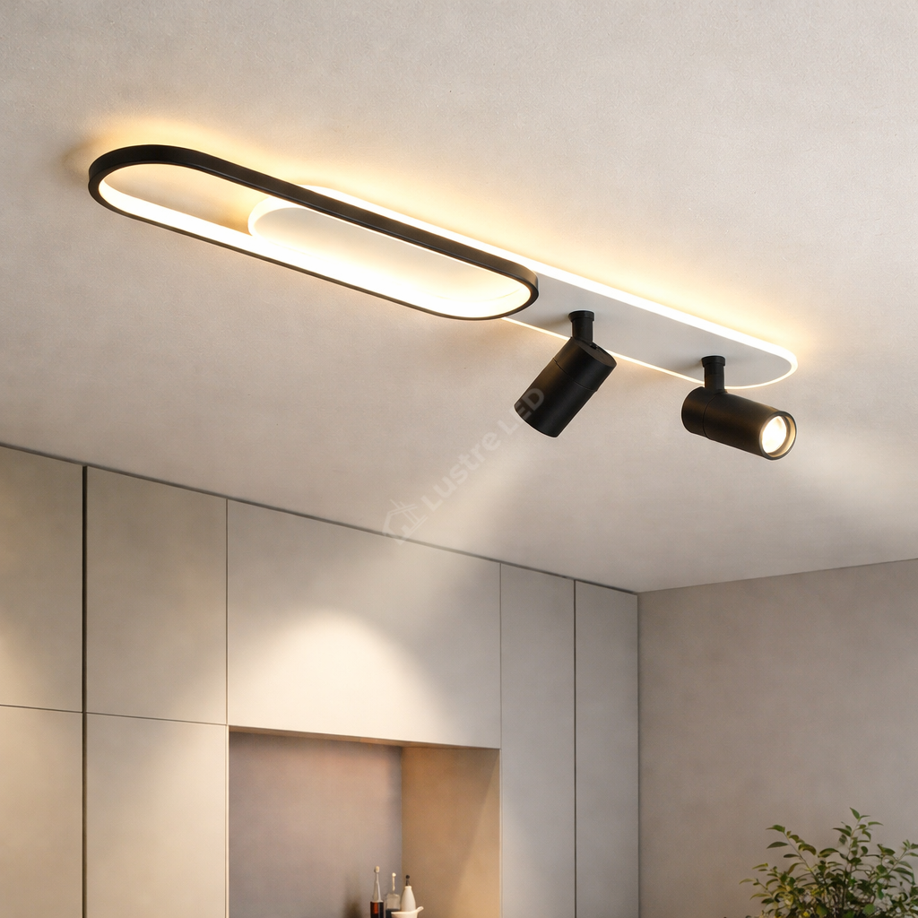 Aplica LED Cu Spoturi 100cm Alb+Negru Echivalent 300W