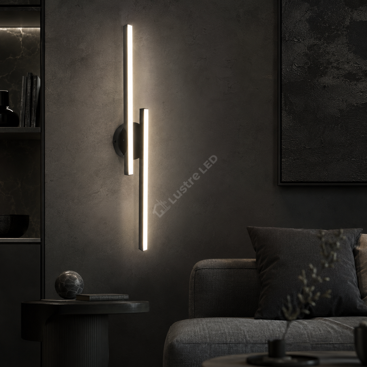 Aplica LED DUETTO Black 60CM 24W Echivalent 120W