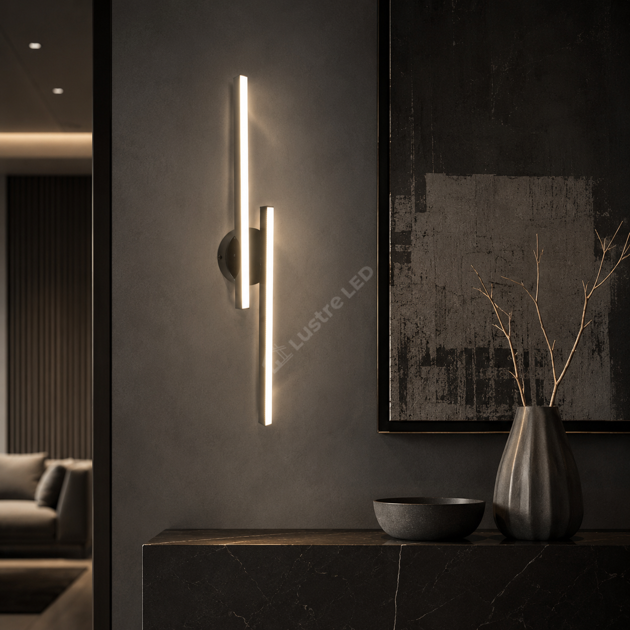 Aplica LED DUETTO Black 60CM 24W Echivalent 120W