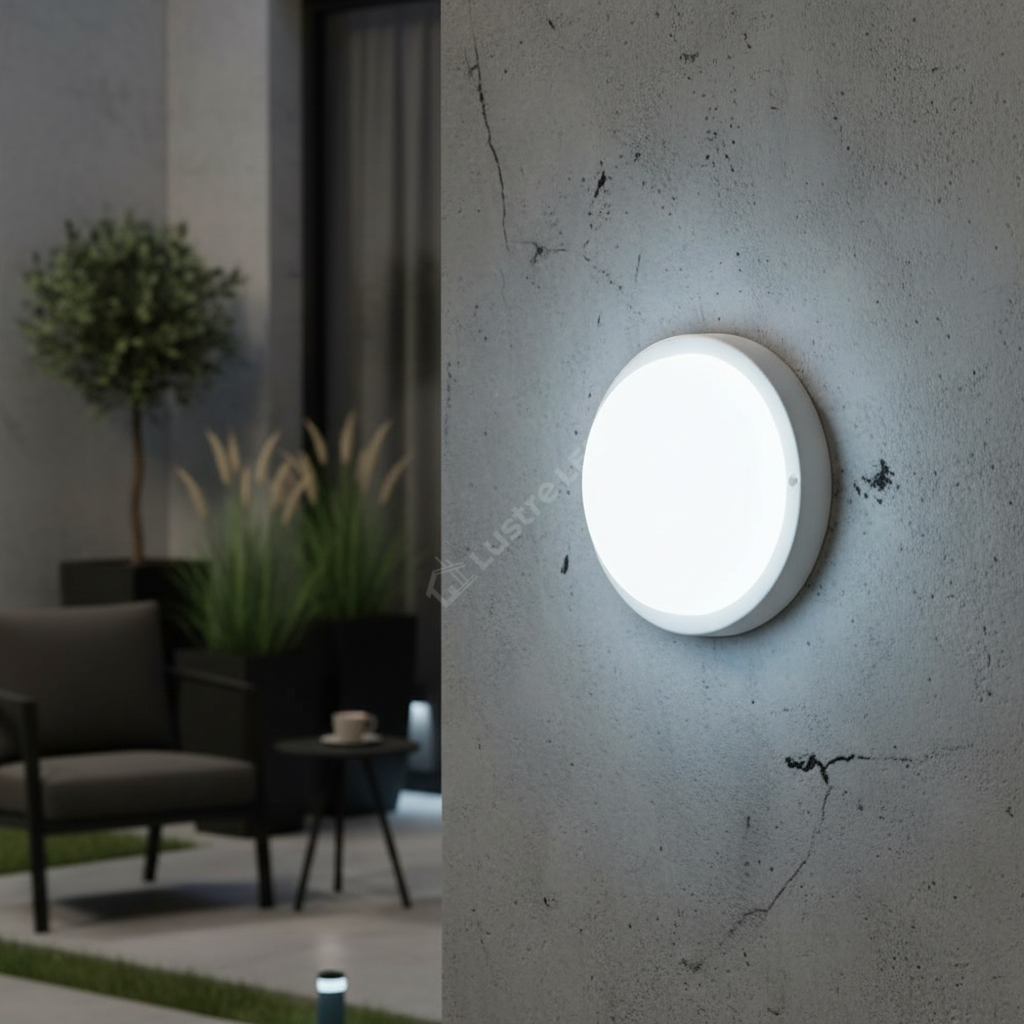 Aplica LED Exterior BAT XAVI Alba cu Senzor IP65 18W