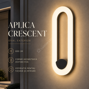 Aplica LED Exterior CRESCENT Oval White & Black 30CM 12W