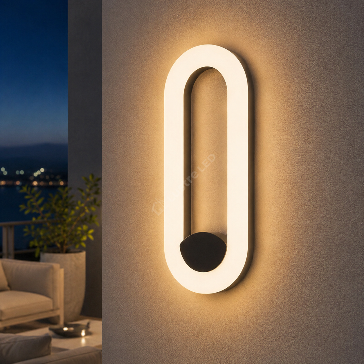 Aplica LED Exterior CRESCENT Oval White & Black 30CM 12W
