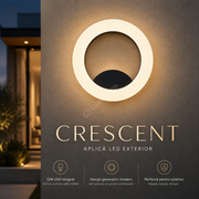 Aplica LED Exterior CRESCENT White & Black Ø20CM 12W