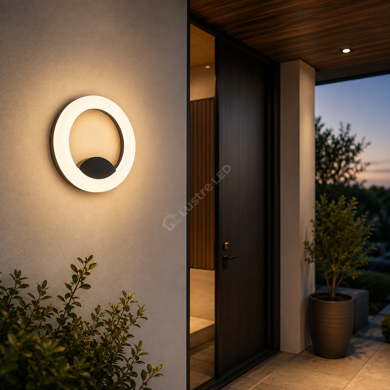 Aplica LED Exterior CRESCENT White & Black Ø20CM 12W