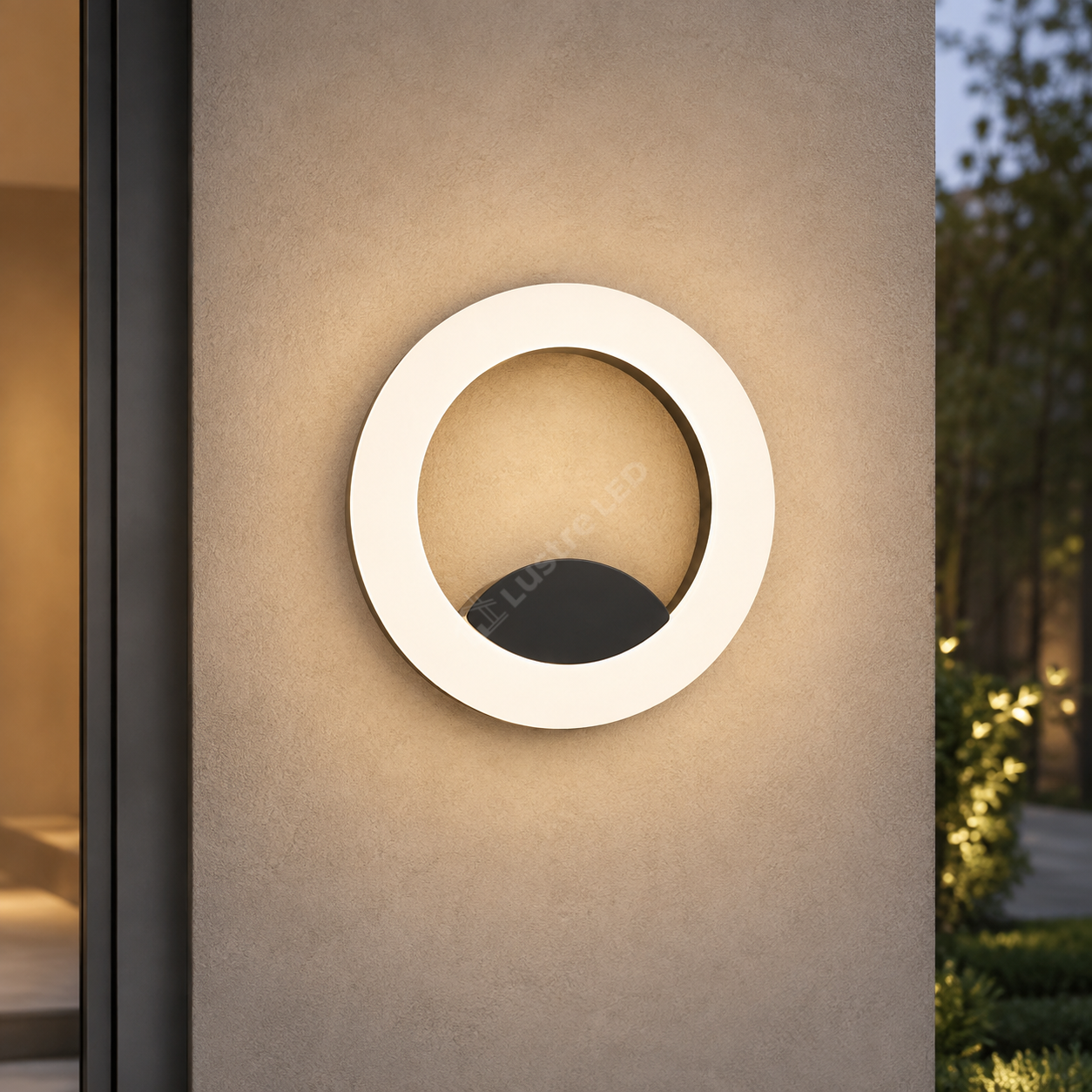 Aplica LED Exterior CRESCENT White & Black Ø20CM 12W