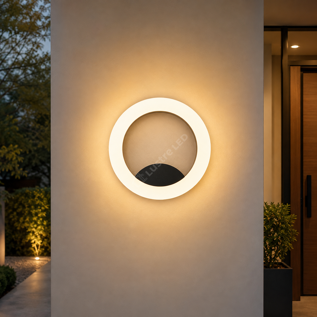 Aplica LED Exterior CRESCENT White & Black Ø20CM 12W