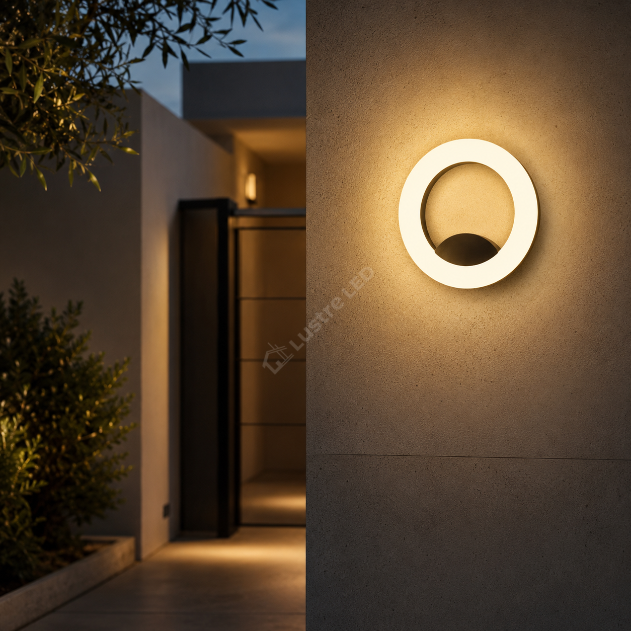 Aplica LED Exterior CRESCENT White & Black Ø20CM 12W