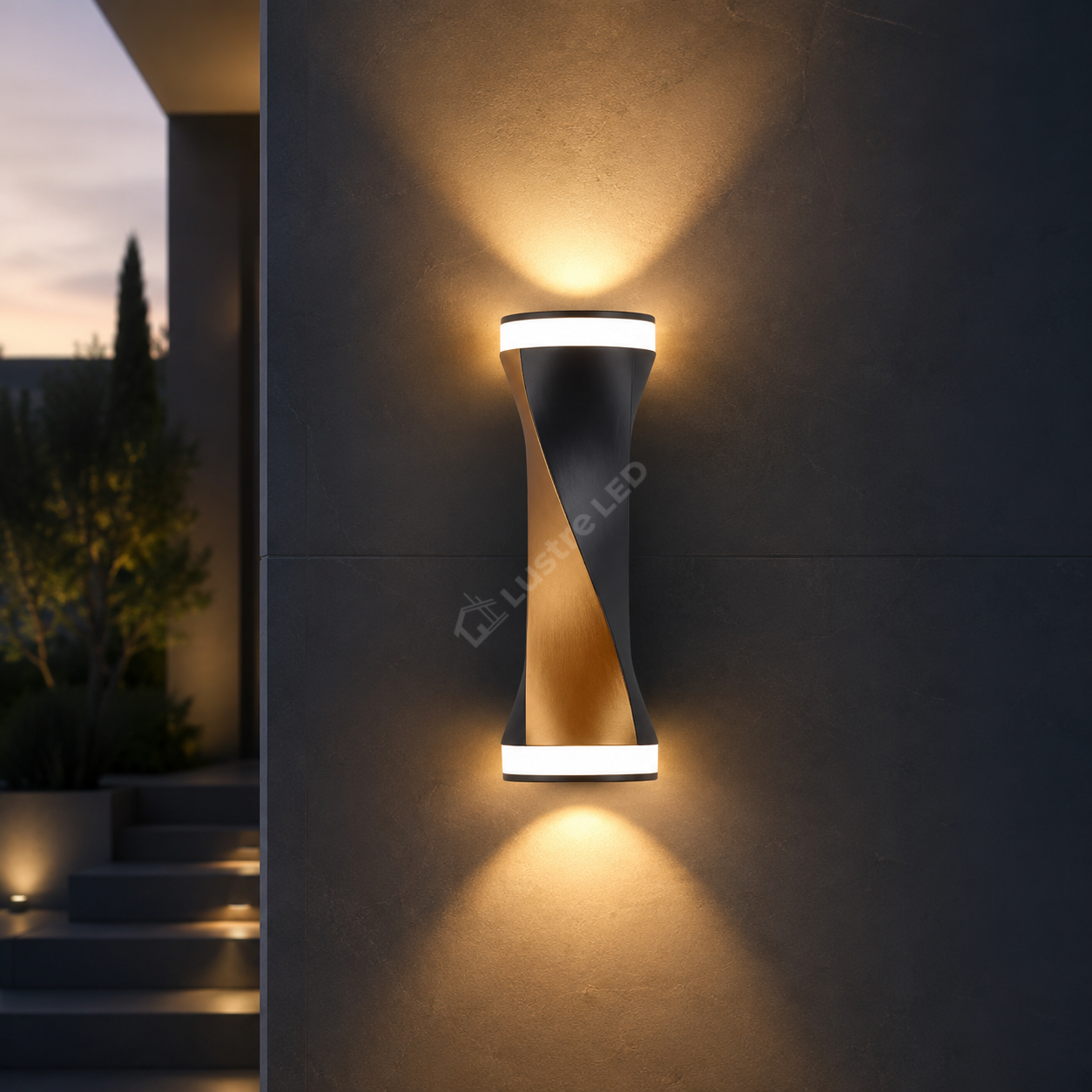 Aplica LED Exterior DUNE Black & Gold Bidirectionala IP65 6W
