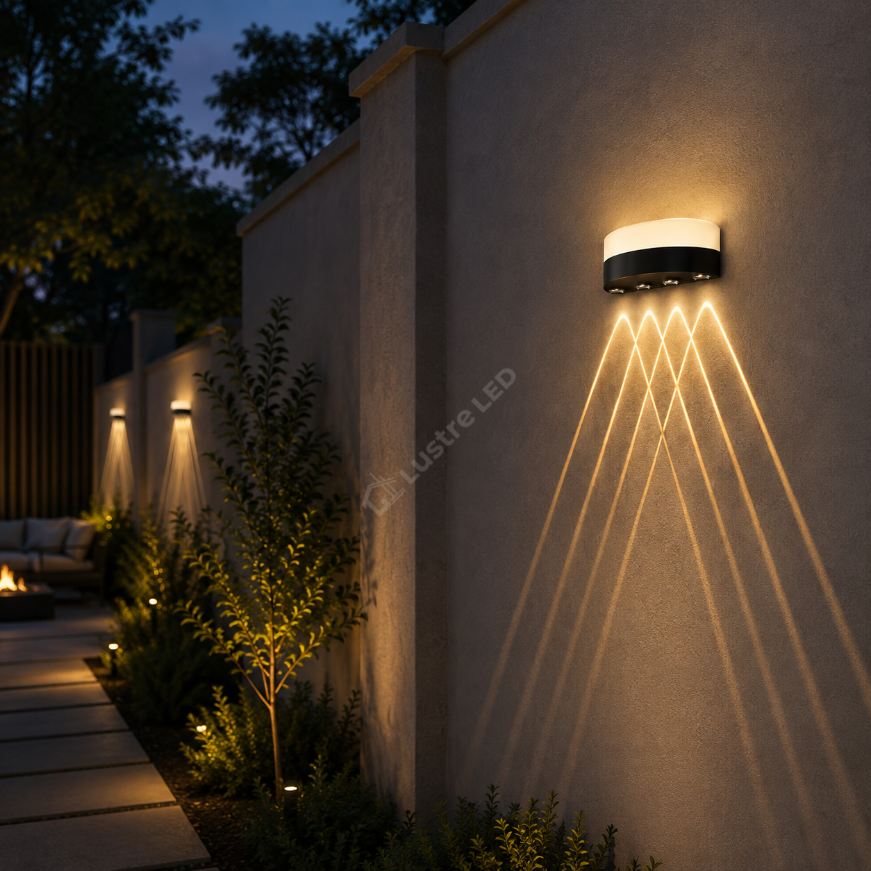 Aplica LED Exterior GETTO Black 4 Raze 20CM IP65 9W