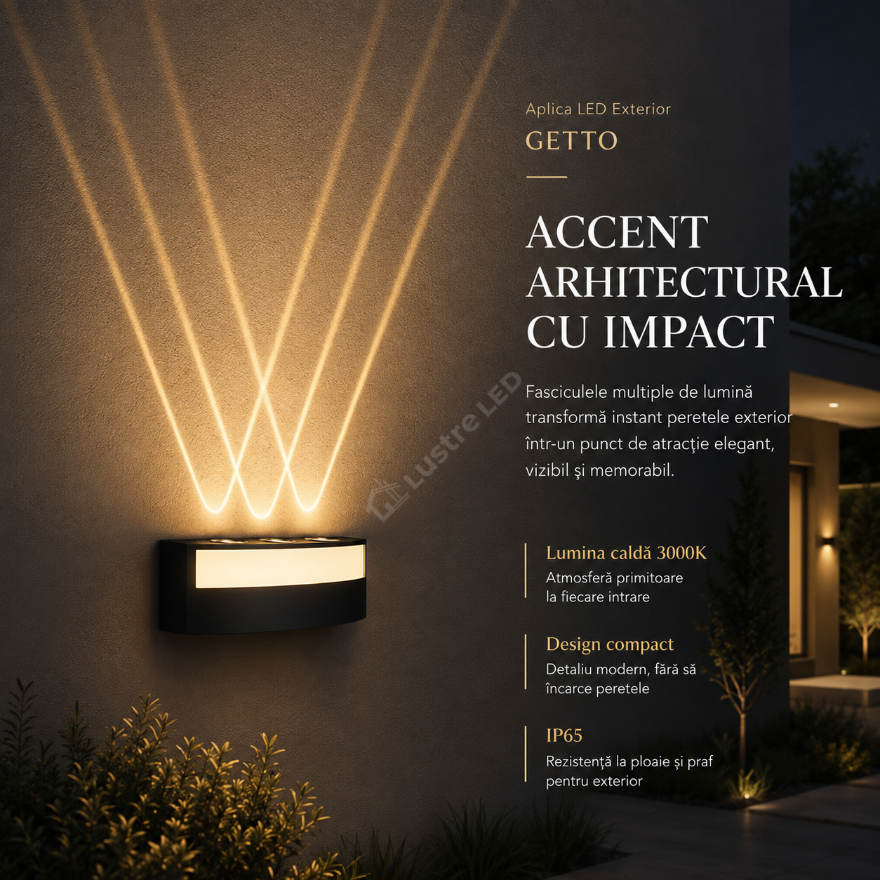 Aplica LED Exterior GETTO Black Raze Multiple IP65 7W
