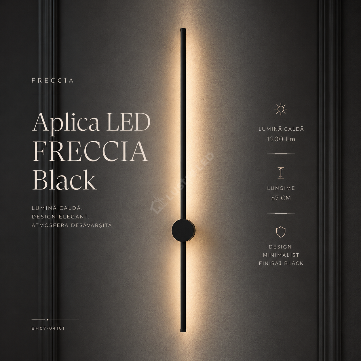 Aplica LED FRECCIA Black 87CM Echivalent 80W