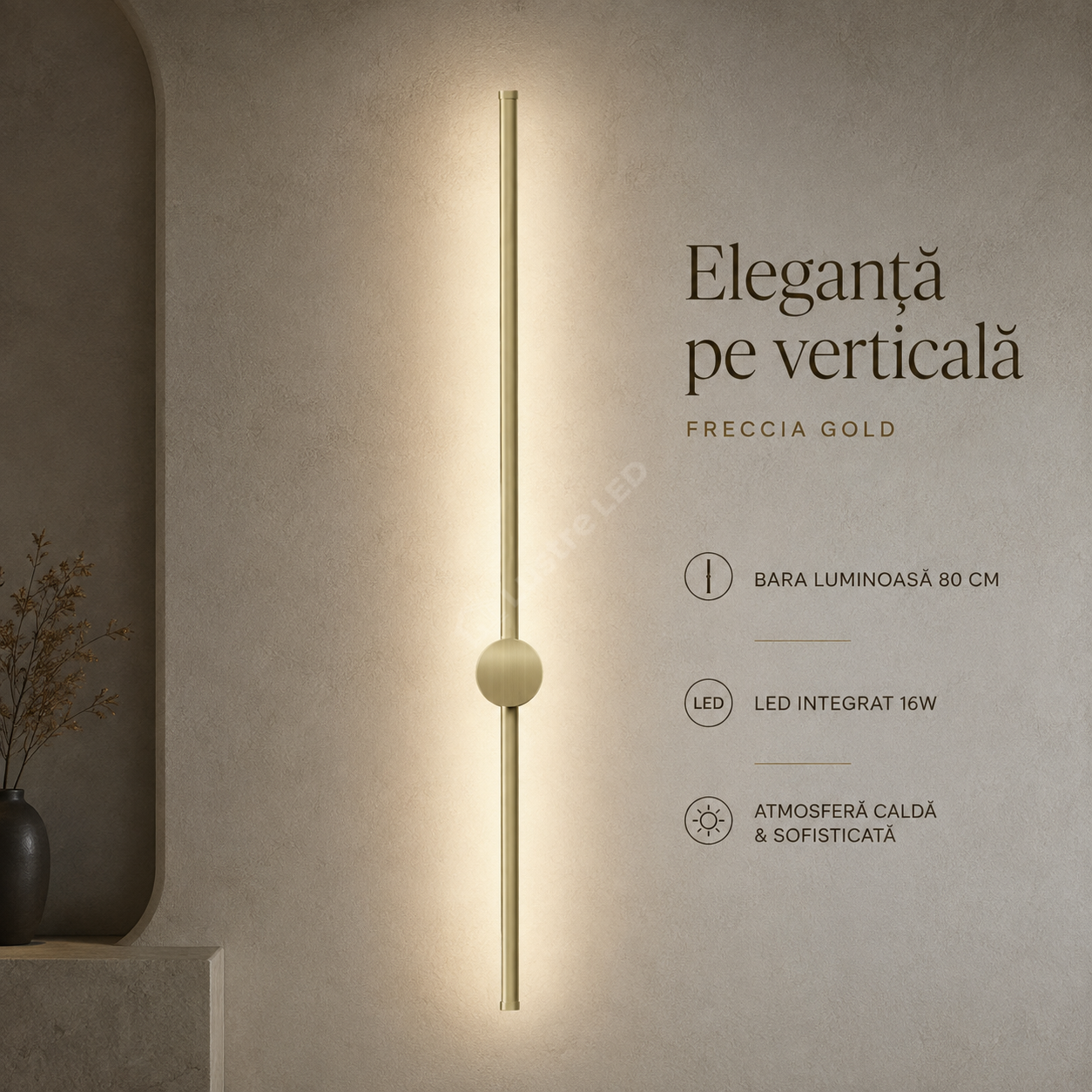 Aplica LED FRECCIA Gold 87CM Echivalent 80W