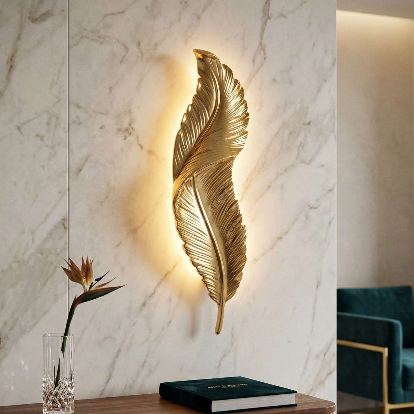 Aplica LED GOLD Luxury Mini Feather 18W 45CM