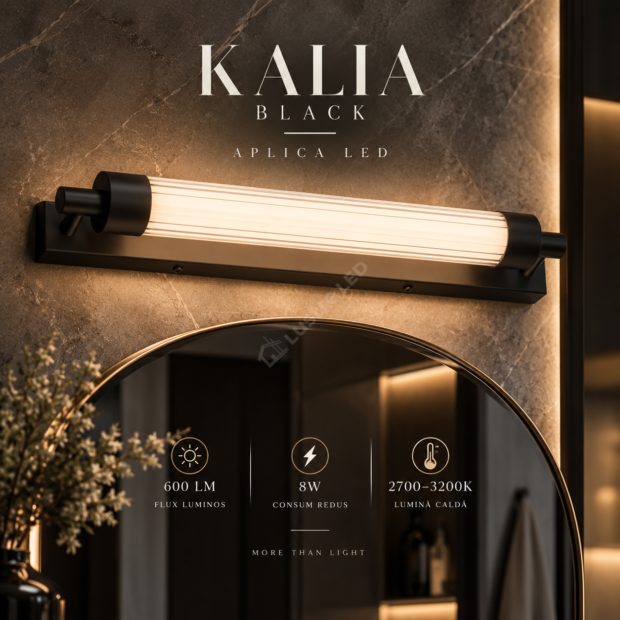 Aplica LED KALIA Black 40CM Echivalent 45W