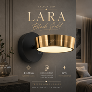 Aplica LED LARA Black Gold Orientabila 22CM Echivalent 100W