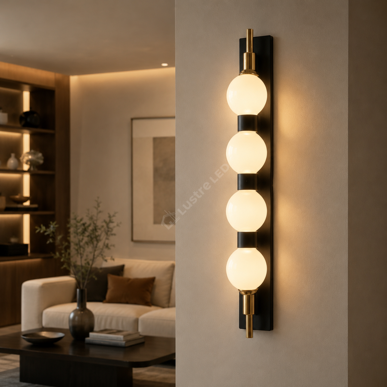 Aplica LED Liniara Abajur Mat 4-Globe 50cm Black+Gold
