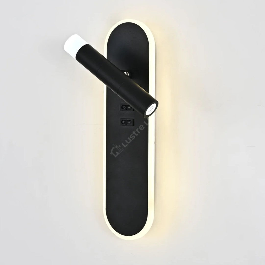 Aplica LED Liniara Neagra 30cm AXIS cu Spot Orientabil si Buton ON/OFF