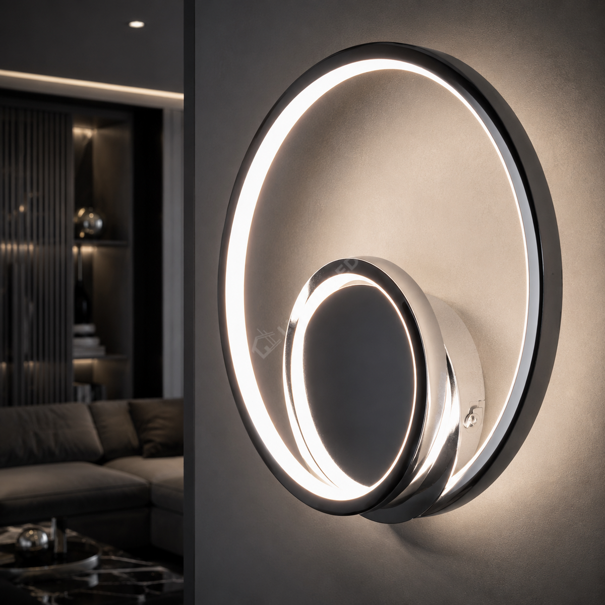 Aplica LED LUCERO Chrome Inele Duble 23CM Echivalent 100W