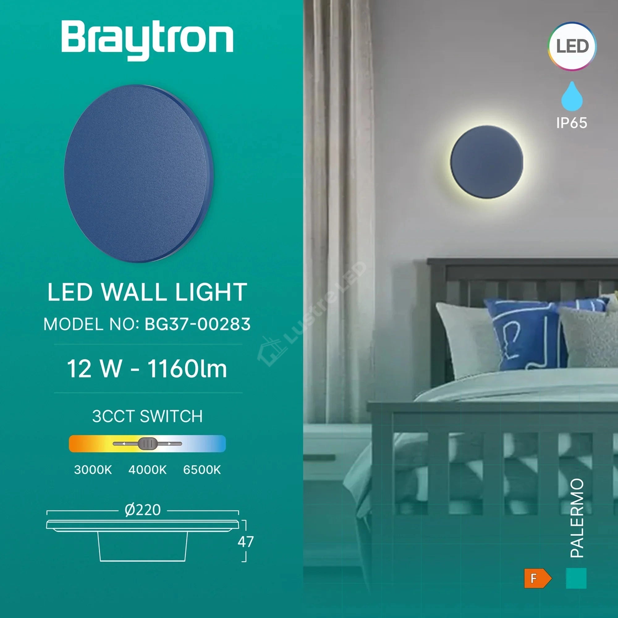 Aplica LED PALERMO Blue 12W 1160lm IP65 CCT
