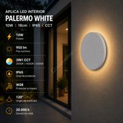 Aplica LED PALERMO White 10W 950lm IP65 CCT