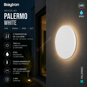 Aplica LED PALERMO White 12W 1160lm IP65 CCT