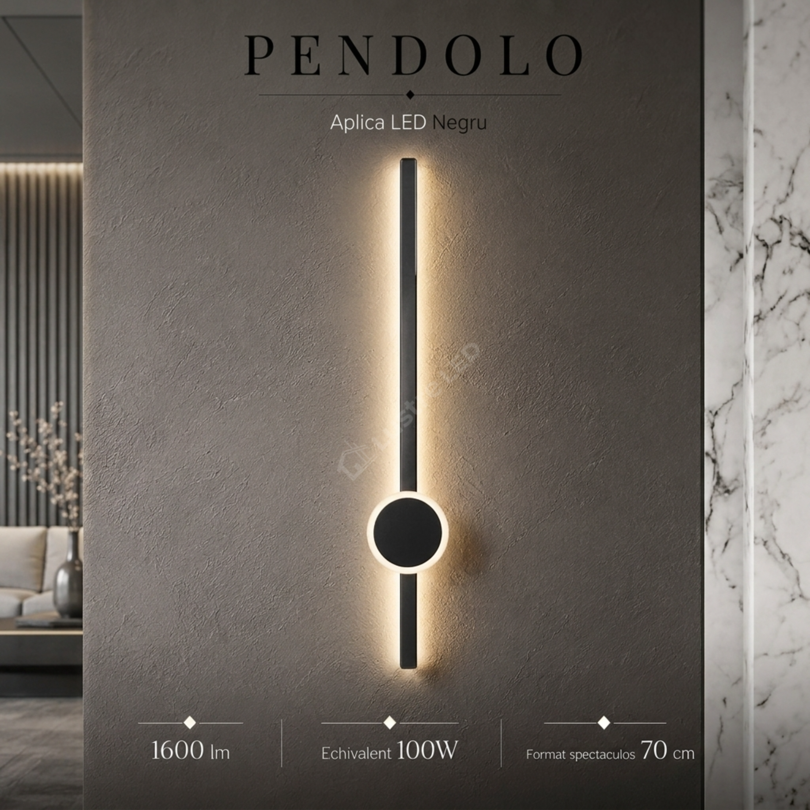 Aplica LED PENDOLO Black 70CM Echivalent 100W