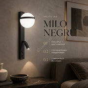 Aplica LED Perete MILO Black cu Spot Orientabil 6.8W Echivalent 34W