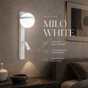 Aplica LED Perete MILO White cu Spot Orientabil 6.8W Echivalent 34W