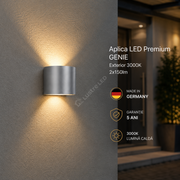 Aplica LED Premium GENIE Exterior 3000K 2x150lm