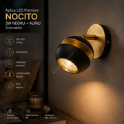 Aplica LED Premium NOCITO 3W NEGRU+AURIU Orientabila