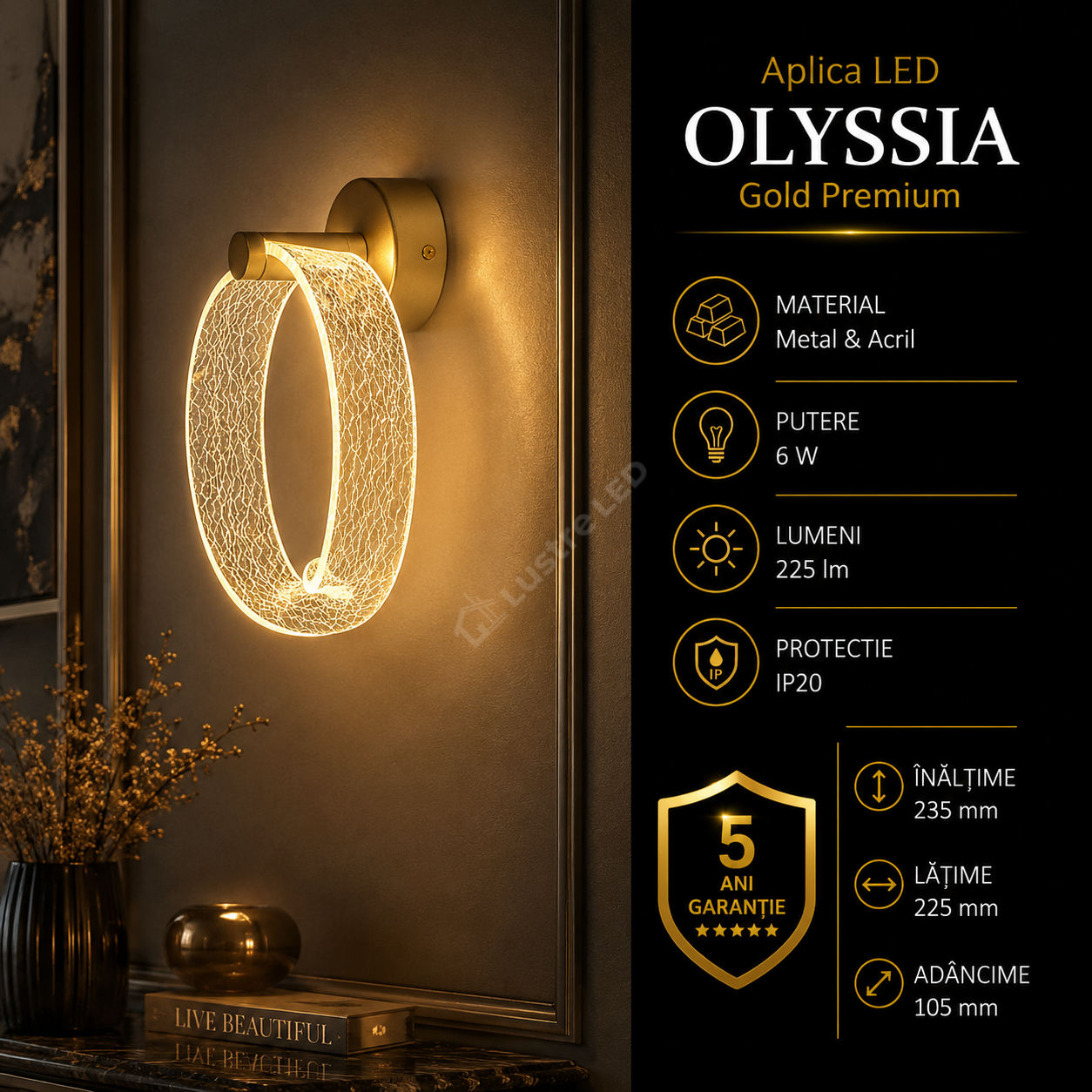 Aplica LED Premium Olyssia Gold