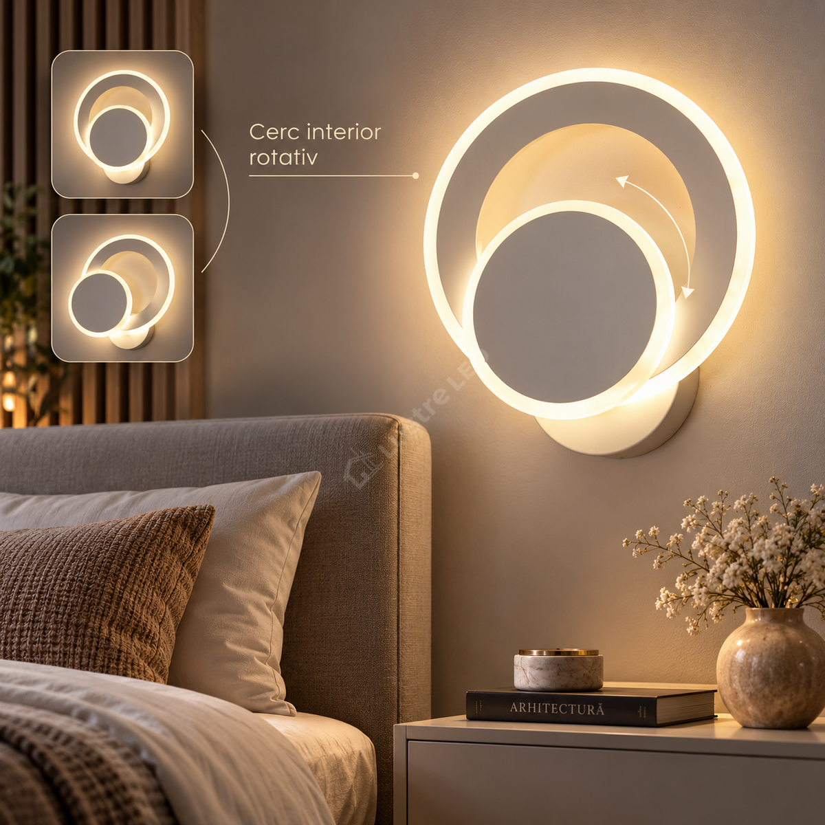 Aplica LED Round Reglabila Alba Echivalent 150W