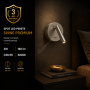 Aplica LED SHINE WALL Dark Nickel 3W Premium cu Spot Reglabil | CRI≥90 | 3000K