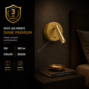 Aplica LED SHINE WALL Gold 3W Premium cu Spot Reglabil | CRI≥90 | 3000K